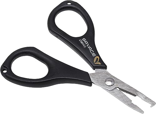 Savage Gear Braid & Splitring Scissors 11cm - Angelschere für geflochtene & monofile Angelschnüre, Schere für Raubfischangler, Sprengringzange für kleine Sprengringe von Savage Gear