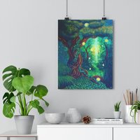 Fireflies in A Forest, Wandkunst Giclée Kunstdruck, Abstrakte Fantasie Von Savagemuse23 von SavageMuse23