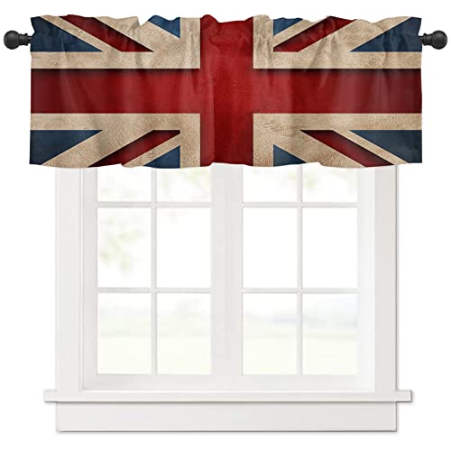 Vorhänge, Volants, Vintage-Flagge des Vereinigten Königreichs, britische Nationalflaggen, Stangentasche, Café, Volant, kurze Fenstervorhänge, Volants für Küche, Schlafzimmer, 1 Vorhang, 137x45 cm von Savannan