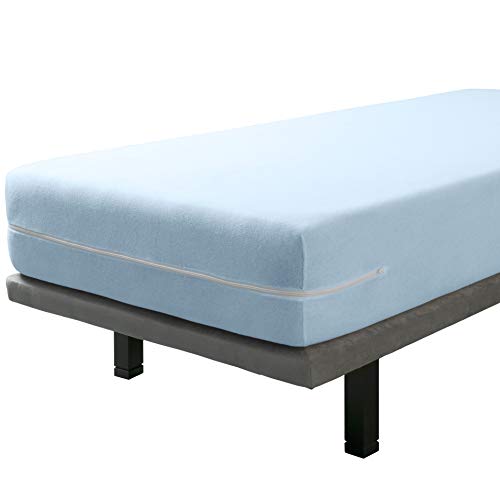 Savel - 100% Elastische Baumwolle Bouclette Terry Matratze - Blau (150x190 / 200cm) | Matratzenschoner | Zeichenblatt | Integrierter Matratzenbezug von Savel