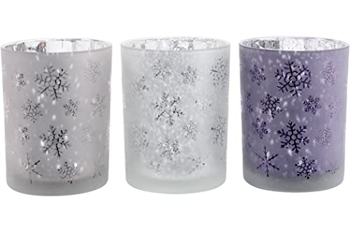 Saville Designs Festive Votivkerzenhalter, Schneeflocken-Design, 3-teiliges Set, Pink/Lila/Rouge Saville Designs Festive Votivkerzenhalter, Schneeflocken-Design, 3-teiliges Set, Pink/Lila/Rouge von Saville Designs