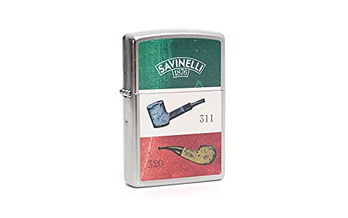 Feuerzeug Savinelli von Pipa - Zippo Classic Street Chrome winddicht aus Metall von Savinelli