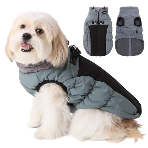 Savlot Hundejacke Winterweste Jacken Hundemantel Hundepullover Haustier Skifahren Kostüm Ärmellose Baumwolle Gepolsterte Weste Mit D-Ring (M, Blau) von Savlot