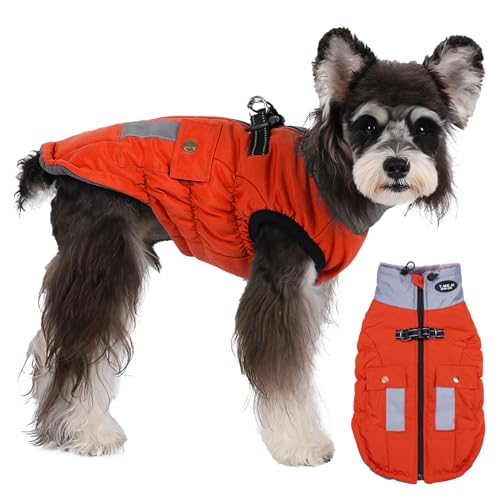 Savlot Hundejacke mit Kabelbaum wasserem Hund Wintermantel für kleine mittelgroße Hunde Hundemantel für Labrador Chihuahua Französische Bulldogge Hundejacke mit reflektierender Tasche XL von Savlot