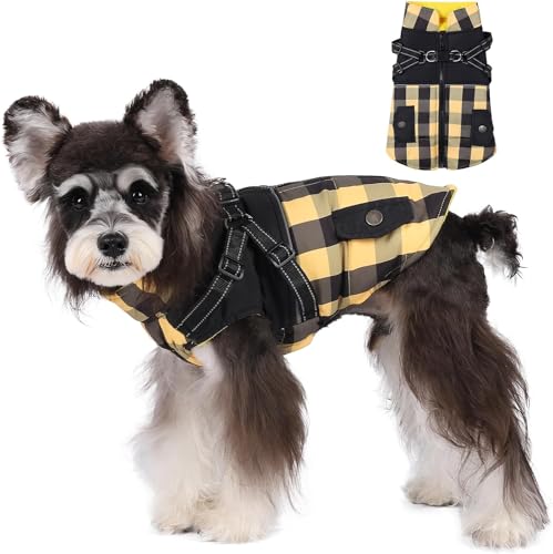 Savlot Wärme Hundemantel Winddicht Hundejacke Reflektierend Hundemantel Grosse Hunde Hundemantel Winter Wintermantel Hund Schneejacke mit Reißverschluss Hundejacke Outfit (S, Gelb) von Savlot