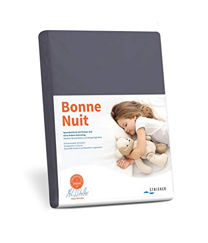 Savorana Bonne Nuit Elastan Spannbetttuch Baumwolle Stretch 220 g/m²- Steghöhe bis 30 cm Bettlaken für Boxspringbetten Wasserbetten - Größe 100x200-120x220 cm anthrazit von Savorana