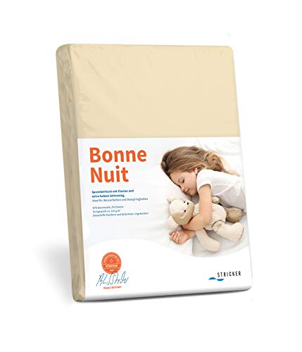 Savorana Bonne Nuit Elastan Spannbetttuch Baumwolle Stretch 220 g/m²- Steghöhe bis 30 cm Bettlaken für Boxspringbetten Wasserbetten - Größe 180x200-200x220 cm Hellbeige von Savorana