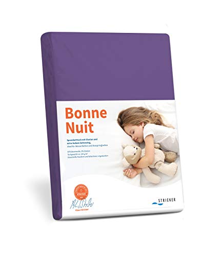 Savorana Bonne Nuit Elastan Spannbetttuch Baumwolle Stretch 220 g/m²- Steghöhe bis 30 cm Bettlaken für Boxspringbetten Wasserbetten - Größe 180x200-200x220 cm Purple von Savorana