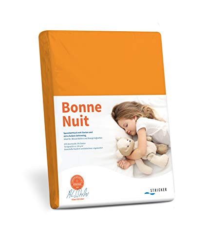 Bonne Nuit Elastan Spannbetttuch Baumwolle Stretch 220 g/m²- Steghöhe bis 30 cm Bettlaken für Boxspringbetten Wasserbetten - Größe 100x200-120x220 cm orange von Savorana