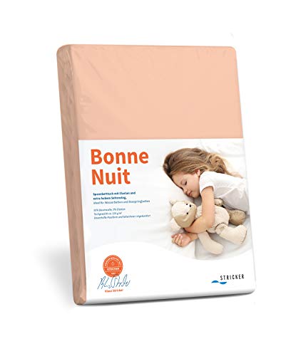 Bonne Nuit Elastan Spannbetttuch Baumwolle Stretch 220 g/m²- Steghöhe bis 40 cm Bettlaken für Boxspringbetten Wasserbetten - Größe 180x200 - 200x220 cm apricot von Savorana