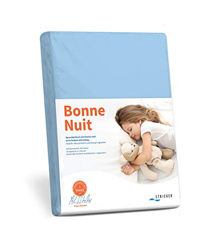 Bonne Nuit Elastan Spannbetttuch Baumwolle Stretch 220 g/m²- Steghöhe bis 40 cm Bettlaken für Boxspringbetten Wasserbetten - Größe 180x200 - 200x220 cm blau von Savorana