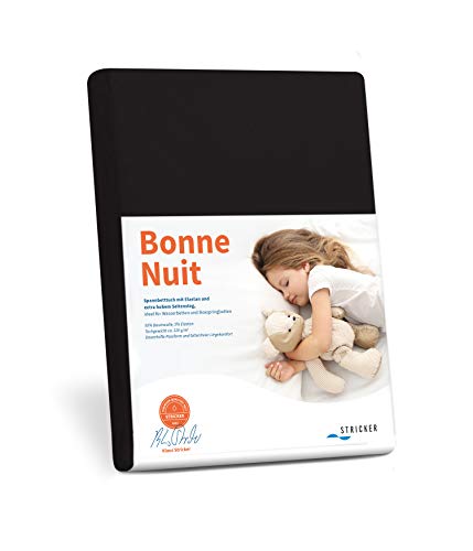 Savorana Bonne Nuit Elastan Spannbetttuch Baumwolle Stretch 220 g/m²- Steghöhe bis 30 cm Bettlaken für Boxspringbetten Wasserbetten - Größe 140x200-160x220 cm schwarz von Savorana