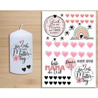 Kerzenfolie Geburtstag A4 Profiqualität Kerzentattoo Muttertagskerze Sprüche Geschenk Mama Diy Kerzen Mit Spruch Deko Stumpenkerze von SavvyStyleDesign