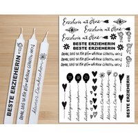 Kerzentattoo Erzieherin Abschiedsgeschenk Kita Profiqualität A4 Kerzenfolie Dankeschön Sprüche Diy Kerzen Mit Spruch Deko Stabkerzen Sw von SavvyStyleDesign