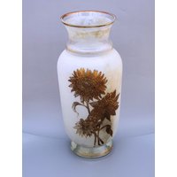 Vintage Boho Glas Vase Verziert Mit Goldenen Prägung Blumen von SavyonsTreasuresbox