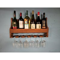 Weinflasche Und Glashalter - Wand Organizer Für Weinflaschen-Holz Weinregal von SawdustBoss