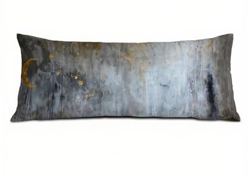 Grau Seitenschläferkissen Bezug 40 x 120 cm, Landschaft Kissenbezug 40 x 120 Kissen Seitenschläfer Abstrakt Muster Samt Verbessern Sie Schlafqualität Pillow Case für Wohnzimmer Schlafzimmer T-7384 von Saweefog