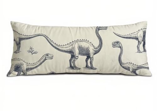 Grau Seitenschläferkissen Bezug 40 x 145, Landschaft Kissenbezug 40 x 145 Kissen Seitenschläfer Dinosaurier Muster Leinen Verbessern Sie Schlafqualität Pillow Case für Wohnzimmer Schlafzimmer T-7126 von Saweefog