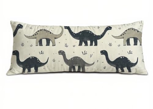 Grau Seitenschläferkissen Bezug 60 x 180, Landschaft Kissenbezug 60 x 180 Kissen Seitenschläfer Dinosaurier Muster Samt Verbessern Sie Schlafqualität Pillow Case für Wohnzimmer Schlafzimmer T-7101 von Saweefog