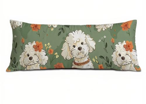 Grün Seitenschläferkissen Bezug 60 x 180 cm, Landschaft Kissenbezug 60 x 180 Kissen Seitenschläfer Hund Muster Samt Verbessern Sie Schlafqualität Pillow Case für Sofa Wohnzimmer Schlafzimmer T-7277 von Saweefog