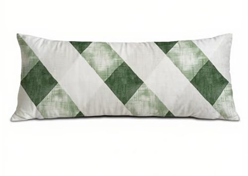 Grün Seitenschläferkissen Bezug 60 x 180 cm, Landschaft Kissenbezug 60 x 180 Kissen Seitenschläfer Plaid Muster Samt Verbessern Sie Schlafqualität Pillow Case für Sofa Wohnzimmer Schlafzimmer T-7299 von Saweefog