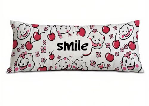Kissenbezug 40 x 145 Seitenschläferkissen Bezug Kirsche Kissenbezug Karikatur Kissen Seitenschläfer Samt Verbessern Sie Schlafqualität Pillow Case, Doppelseitig Drucken für Sofa Schlafzimmer T-7341 von Saweefog