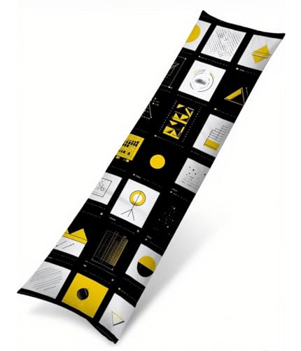 Kissenbezug 50 x 150 Seitenschläferkissen Bezug Schwarz Kissenbezug Geometrie Kissen Seitenschläfer Leinen Verbessern Sie Schlafqualität Pillow Case, Doppelseitig Drucken für Sofa Schlafzimmer T-3167 von Saweefog