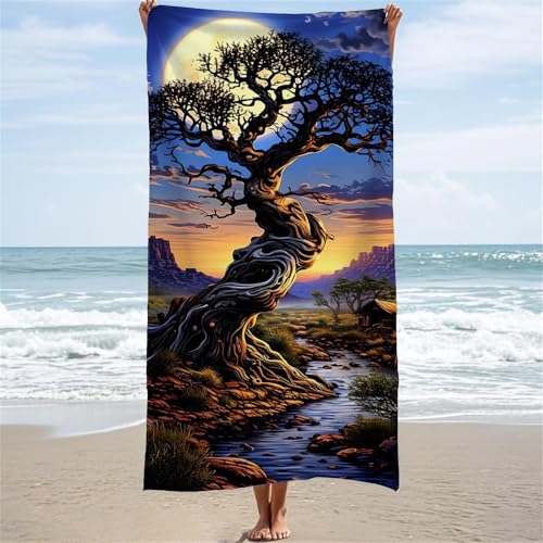 Mikrofaser Strandtuch Mond Strandtuch Groß 220x100 cm Baum Saunahandtuch mit Aufbewahrungstasche, Stranddecke Schnelltrocknend Sandfreie Microfaser Handtücher, Leichte Strandmatte für Hamamtuch W-6820 Mikrofaser Strandtuch Mond Strandtuch Groß 220x100 cm Baum Saunahandtuch mit Aufbewahrungstasche, Stranddecke Schnelltrocknend Sandfreie Microfaser Handtücher, Leichte Strandmatte für Hamamtuch W-6820 von Saweefog