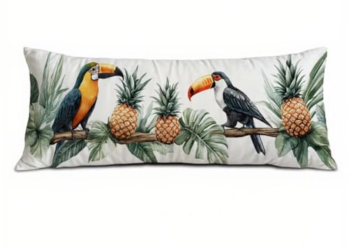Papagei Seitenschläferkissen Bezug 40 x 120 cm, Landschaft Kissenbezug 40 x 120 Kissen Seitenschläfer Anlage Muster Samt Verbessern Sie Schlafqualität Pillow Case für Wohnzimmer Schlafzimmer T-7318 von Saweefog