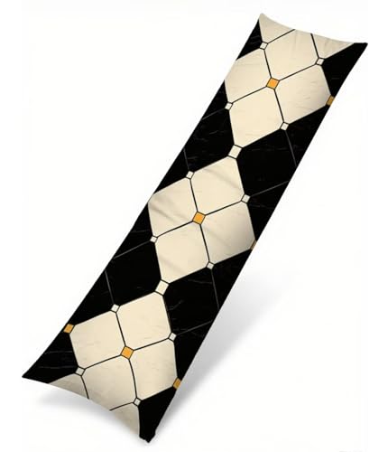 Schwarz Seitenschläferkissen Bezug 60 x 180 cm, Landschaft Kissenbezug 60 x 180 Kissen Seitenschläfer Geometrie Muster Samt Verbessern Sie Schlafqualität Pillow Case für Wohnzimmer Schlafzimmer T-3185 von Saweefog