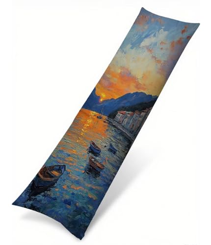 See Seitenschläferkissen Bezug 60 x 180 cm, Landschaft Kissenbezug 60 x 180 Kissen Seitenschläfer Landschaft Muster Samt Verbessern Sie Schlafqualität Pillow Case für Wohnzimmer Schlafzimmer T-2866 von Saweefog