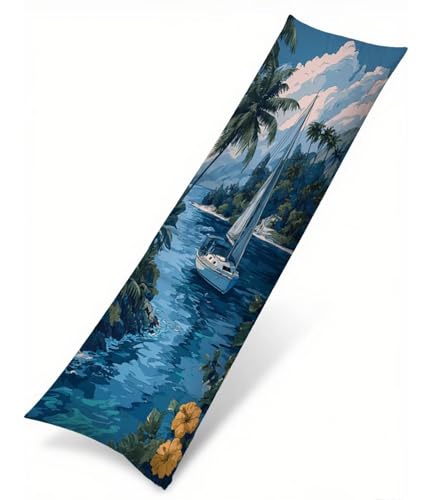 Seitenschläferkissen Bezug Garten Kissenbezug 60 x 180 Schwangerschaftskissen Boot, Leinen Atmungsaktiv und Weich Body Pillow, für Deko Wohnzimmer Sofa Kopfkissenbezug, Geschenke für Fraue T-2420 Seitenschläferkissen Bezug Garten Kissenbezug 60 x 180 Schwangerschaftskissen Boot, Leinen Atmungsaktiv und Weich Body Pillow, für Deko Wohnzimmer Sofa Kopfkissenbezug, Geschenke für Fraue T-2420 von Saweefog