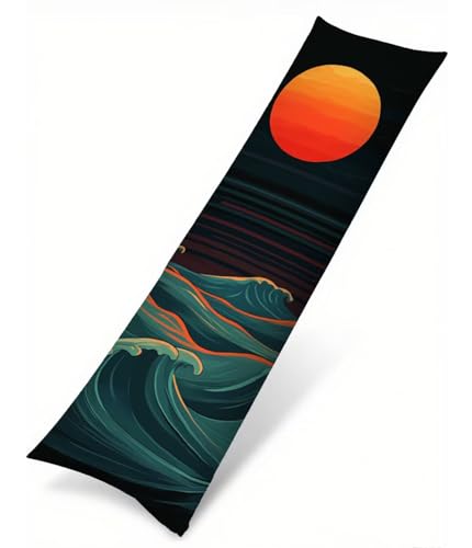 Seitenschläferkissen Bezug Mond Kissenbezug 50 x 150 Schwangerschaftskissen Meereswellen, Samt Atmungsaktiv und Weich Body Pillow, für Deko Wohnzimmer Sofa Kopfkissenbezug, Geschenke für Fraue T-2909 Seitenschläferkissen Bezug Mond Kissenbezug 50 x 150 Schwangerschaftskissen Meereswellen, Samt Atmungsaktiv und Weich Body Pillow, für Deko Wohnzimmer Sofa Kopfkissenbezug, Geschenke für Fraue T-2909 von Saweefog