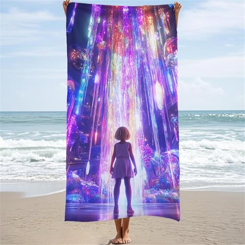 Strandtuch Lila Hamamtuch Groß 80x180 cm Mikrofaser Badetuch Mädchen Saunahandtuch, Outdoor Schnelltrocknendes Handtuch, Stranddecke Sandfrei Wasserabsorbierend Handtücher Strand Sporthandtuch W-10907 von Saweefog