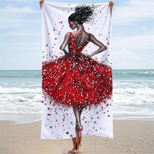 Strandtuch Rot Hamamtuch Groß 80x180 cm Mikrofaser Badetuch Mädchen Saunahandtuch, Outdoor Schnelltrocknendes Handtuch, Stranddecke Sandfrei Wasserabsorbierend Handtücher Strand Sporthandtuch W-10819 von Saweefog