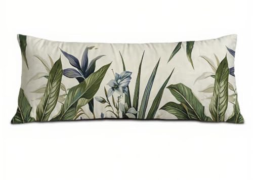 Tropisch Seitenschläferkissen Bezug 40 x 120, Landschaft Kissenbezug 40 x 120 Kissen Seitenschläfer Anlage Muster Samt Verbessern Sie Schlafqualität Pillow Case für Sofa Wohnzimmer Schlafzimmer T-7417 von Saweefog