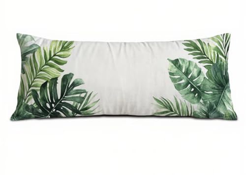 Tropisch Seitenschläferkissen Bezug 40 x 145, Landschaft Kissenbezug 40 x 145 Kissen Seitenschläfer Blatt Muster Leinen Verbessern Sie Schlafqualität Pillow Case für Wohnzimmer Schlafzimmer T-7478 von Saweefog