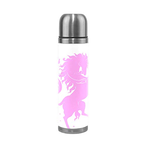 Rosa Einhorn Pferd Drachen Trinkflasche Edelstahl Thermoskanne Wasserflasche Thermoflasche Doppelwandig Isolierte Flasche Vakuum für 500ML Sport Kaffee Tee von Sawhonn