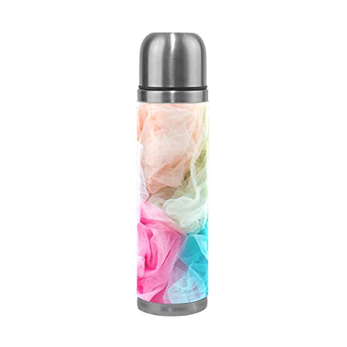 Sawhonn Helle Bunte Tüllkunst Trinkflasche Edelstahl Thermoskanne Wasserflasche Thermoflasche Doppelwandig Isolierte Flasche Vakuum für 500ML Sport Kaffee Tee von Sawhonn