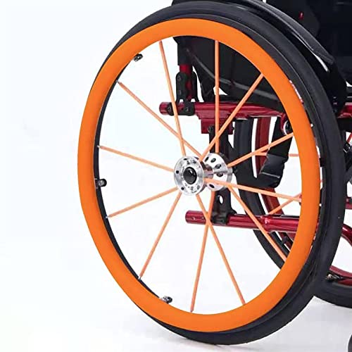 Sawmew 1 Paar Rollstuhl-Greifreifen-Abdeckungen mit Rollstuhl-Sicherheitsgurt, Rutschfester Rollstuhl-Greifring-Abdeckung, Rollstuhl-Zubehör für Senioren, Erwachsene, Silikon-Rollstuhl-Radabdeckungen von Sawmew