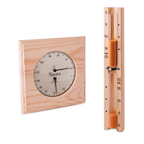 Sauna Set - Hygrometer Thermometer & Sanduhr Basic Klimamesser Meßgerät von Sawo