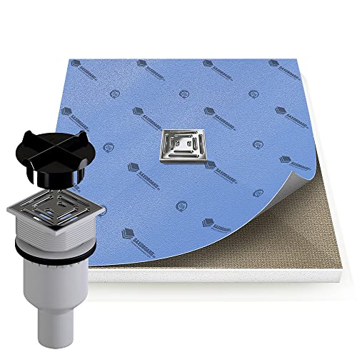 Saxoboard® Duschelement 100x100 cm, befliesbar + 100% wasserdicht + komplett einbaufertig, Duschboard inkl. Ablauf senkrecht von Saxoboard