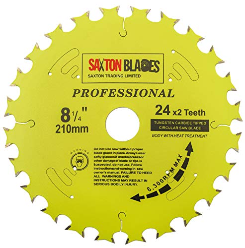 Saxton TCT21024DT Kreissägeblatt der Professional-Serie, Doppelleben, 210 mm x 24 x 2 Zähne, kompatibel mit Evolution Bosch Dewalt Makita von Saxton Blades