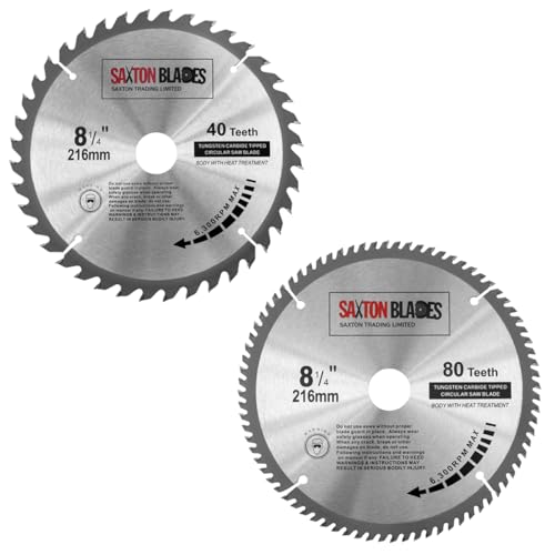 tct216mxa 2 x Saxton TCT Circular Holz Sägeblatt 216 mm Pack a für Bosch Makita Dewalt von Saxton Blades