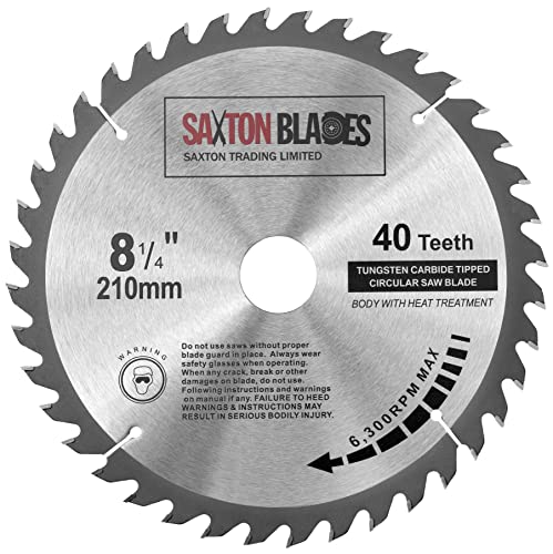 Saxton TCT Circular Holz Sägeblatt 210 mm x 40T passt Evolution RAGE Sägen – Beinhaltet 25,4 mm Reduzierung Ring von Saxton