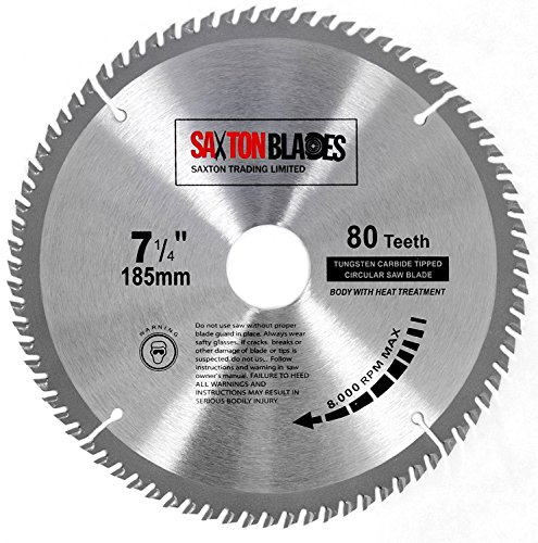 Saxton TCT Kreissägeblatt, 185 mm x 80 Zähne, passend für Evolution Rage Sägen, inkl. 25,4 mm Reduzierring von Saxton