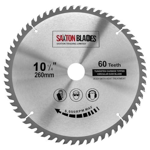 TCT26060T Saxton TCT Kreissägeblatt 260mm x 30mm x 60T Holz Sägeblatt von Saxton Blades