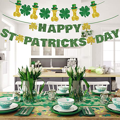 Sayala St.Patrick's Day Dekorationen,3 Stuck Saint Patrick Filz Kleeblatt Deko glückliche irische Girlande Banner, St. Patrick's Day Banner Deko, St. Patrick's Girlande Dekorationen von Sayala