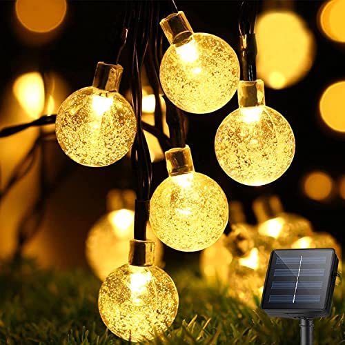 100 LEDs Lichterkette Außen Solar, 10m Outdoor Solarlichterkette mit 8 Modi, Wetterfest Solar Kristall Kugeln Beleuchtung für Garten, Balkon, Weihnachten Partys, Bäume, Terrasse von Sayapeiy
