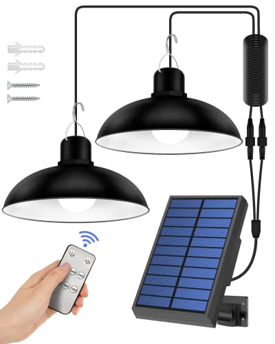 Solarlampen für Außen Innen, Solar Hängelampe mit Fernbedienung, IP65 Wasserdicht, 3m Kabel, 270 ° Einstellbares Solarpanel, Pendeleuchte für Garten Balkon Terrassen von Sayapeiy